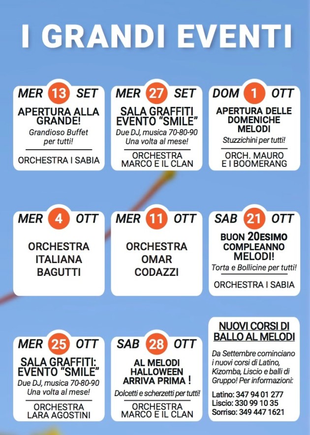 melodi eventi settembre ottobre 2017