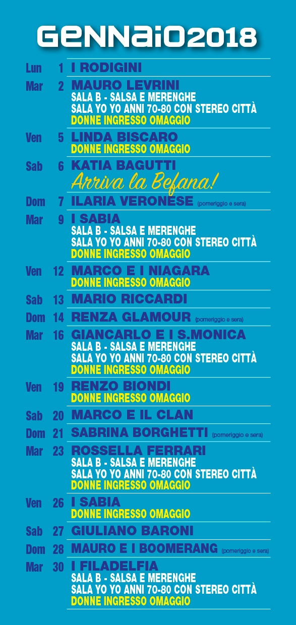programma hollywood GENNAIO