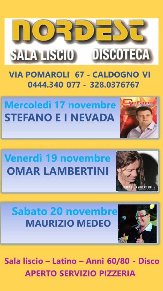 NORDEST DAL 15 AL 21 NOVEMBRE